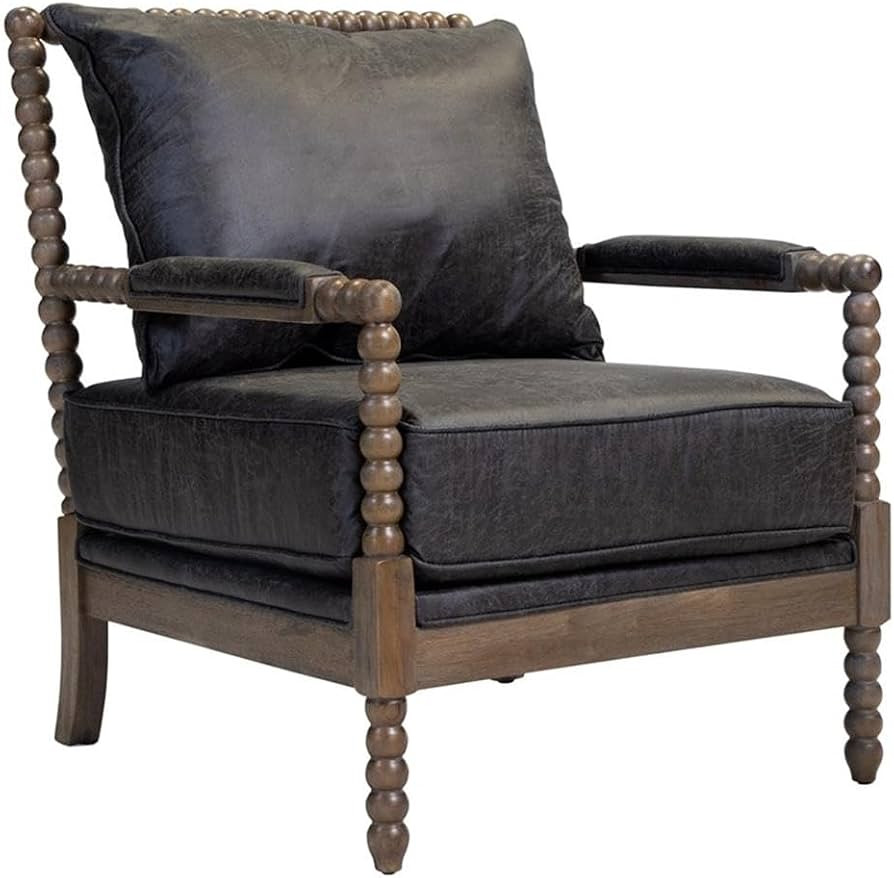 Furniture of America Montrose Wood Cushioned Accent Chair in Warm Gray | Amazon (US)
