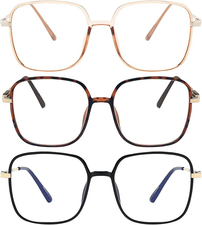 3 Pack Oversized Reading Glasses for Women Men, Large Super Light Frame Blue Light Blocking Reade... | Amazon (US)