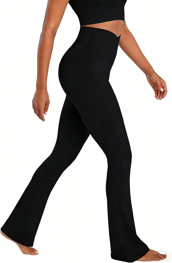 Sunzel Hidden Butt Lifting Scrunch Flare Leggings for Women No Front Seam Crossover Tummy Control... | Amazon (US)