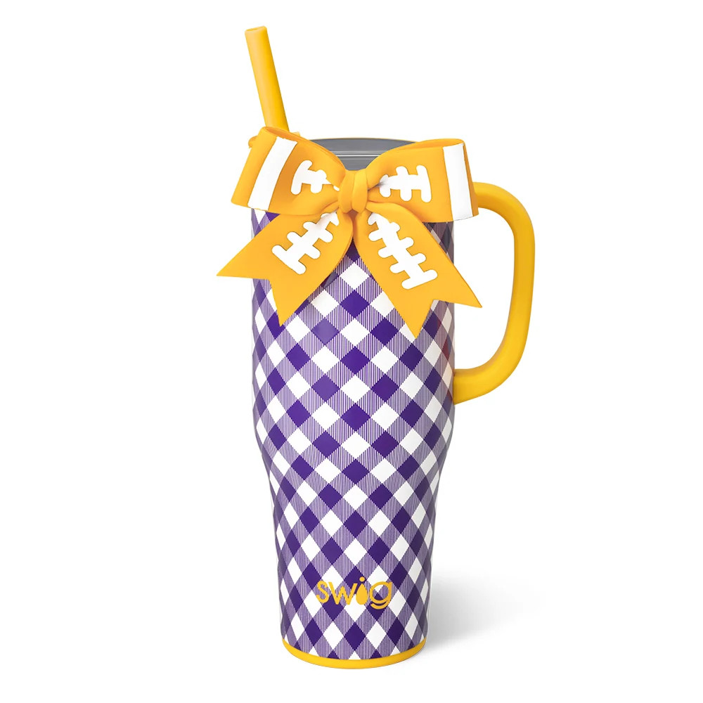 Gameday Gingham Purple + Yellow Mega Mug 40oz | Swig Life