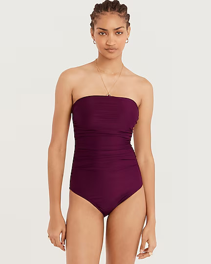 Long-torso ruched bandeau one-piece | J. Crew US