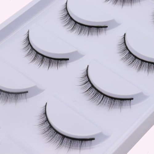 Natural Look False Eyelashes Nude Makeup Cross 5-7mm Fake Eye Lashes Black 5 Pairs LASGOOS Lightweight Short Daily Wear Lash Salon Eye Makeup Wholesale | Amazon (US)