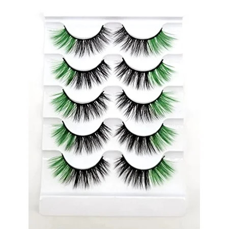 MISSLADY 16mm 5 Pairs Pack 3D Faux Mink Eyelashes with Green Ends Colored Lashes (FM-205 8-16mm Black with Green Ends 5 Pairs) | Walmart (US)