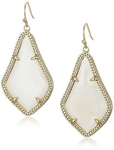 Kendra Scott Signature Alex Earrings in Gold Plated and White Mother of Pearl | Amazon (US)