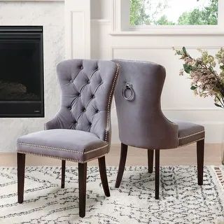 Abbyson Versailles Grey Tufted Dining Chair | Overstock.com Shopping - The Best Deals on Dining C... | Bed Bath & Beyond