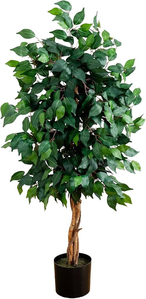 Nearly Natural 4ft Triple Trunk Artificial Ficus Tree with Natural Wood Trunks, Fake Tree for Ind... | Amazon (US)