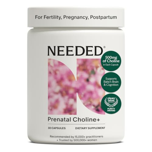 Needed. Prenatal Choline+ Liquid Capsules for Cognitive Development - Choline Supplements For Pregnancy - Aids Baby Brain Development & Supports Healthy Pregnancy - Third Party Tested - 30 Liquid Caps | Amazon (US)
