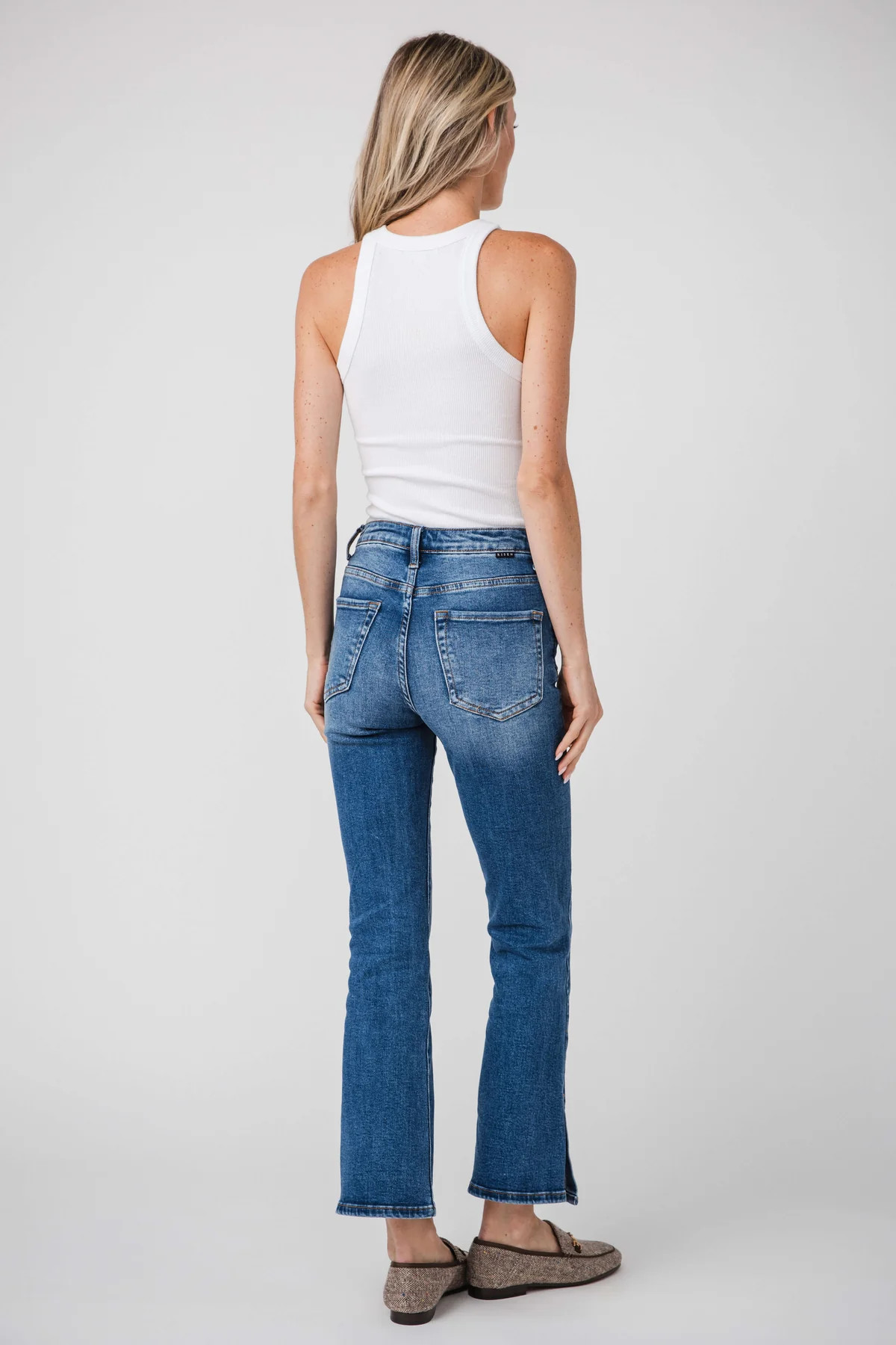 Risen Lydia High Rise Bootcut Side Slit Jeans | Social Threads