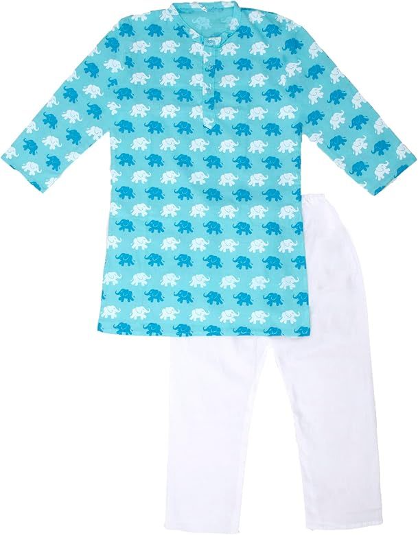 Chandrakala Kids Printed Kurta Pyjama Set for Boys Indian Traditional Party Wear Bollywood Style ... | Amazon (US)