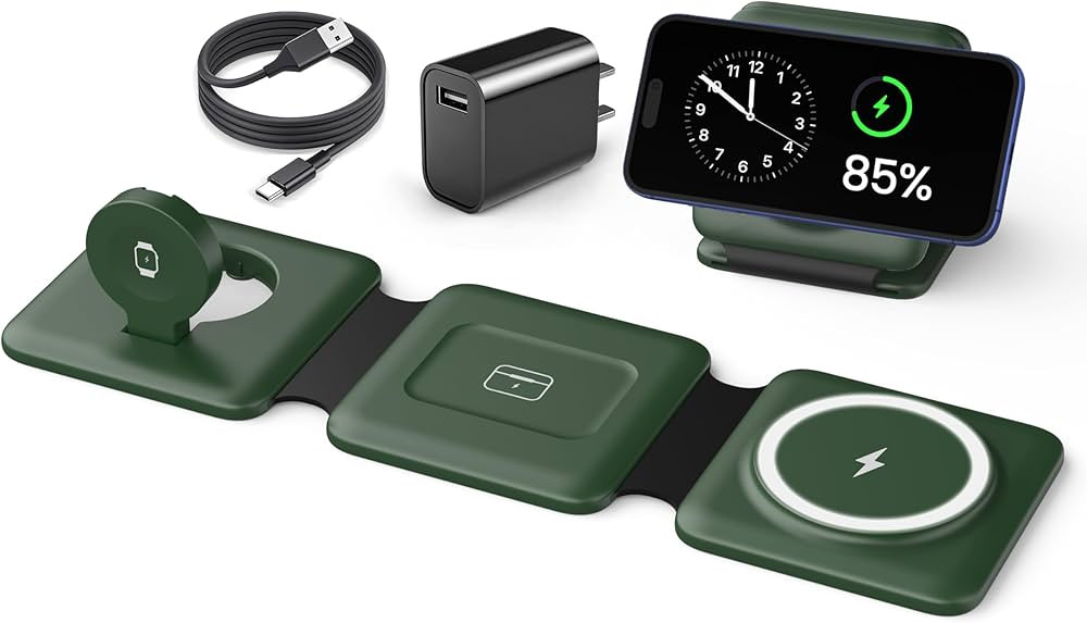 3 in 1 Wireless Charger for iPhone - Foldable Charging Station Travel Charging Dock Compatible wi... | Amazon (US)