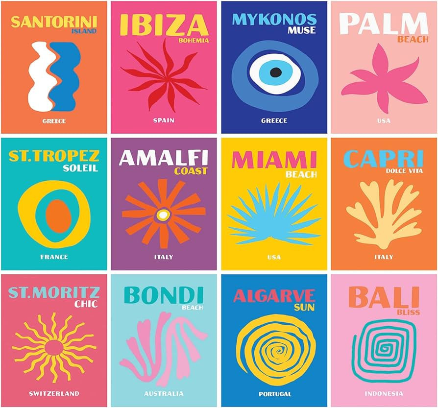 Woonkit 12 set Preppy Room Decor, Posters for Room Aesthetic, Trendy College Dorm Wall Decor, Cut... | Amazon (US)
