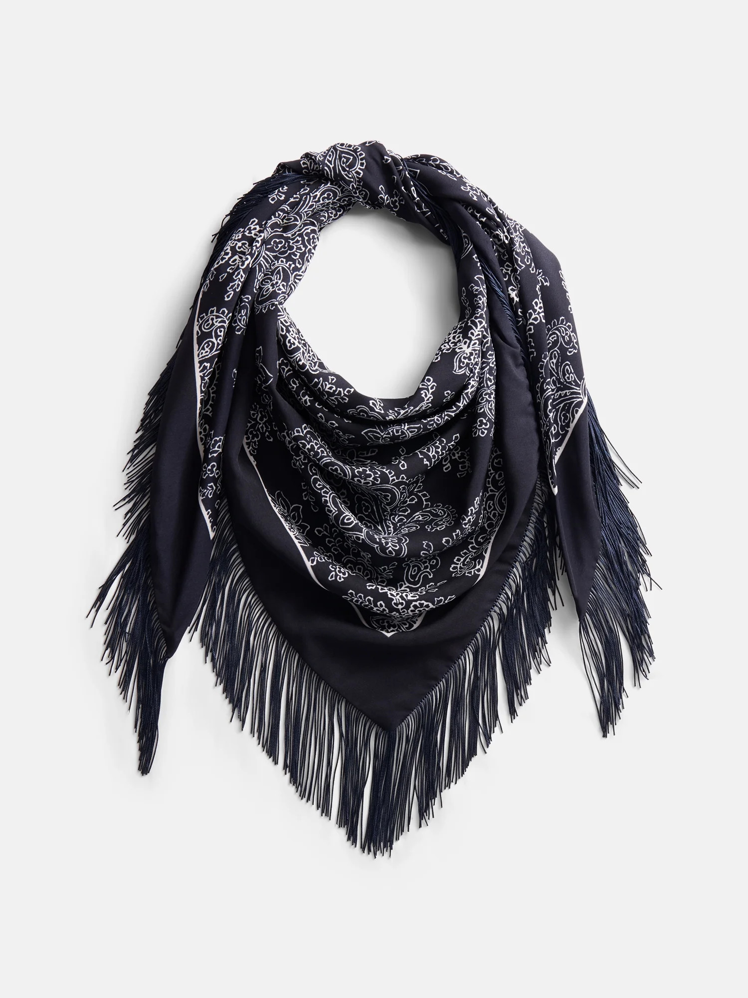 Scenario Women's Triangle Fringe Printed Scarf, Blue | Walmart (US)