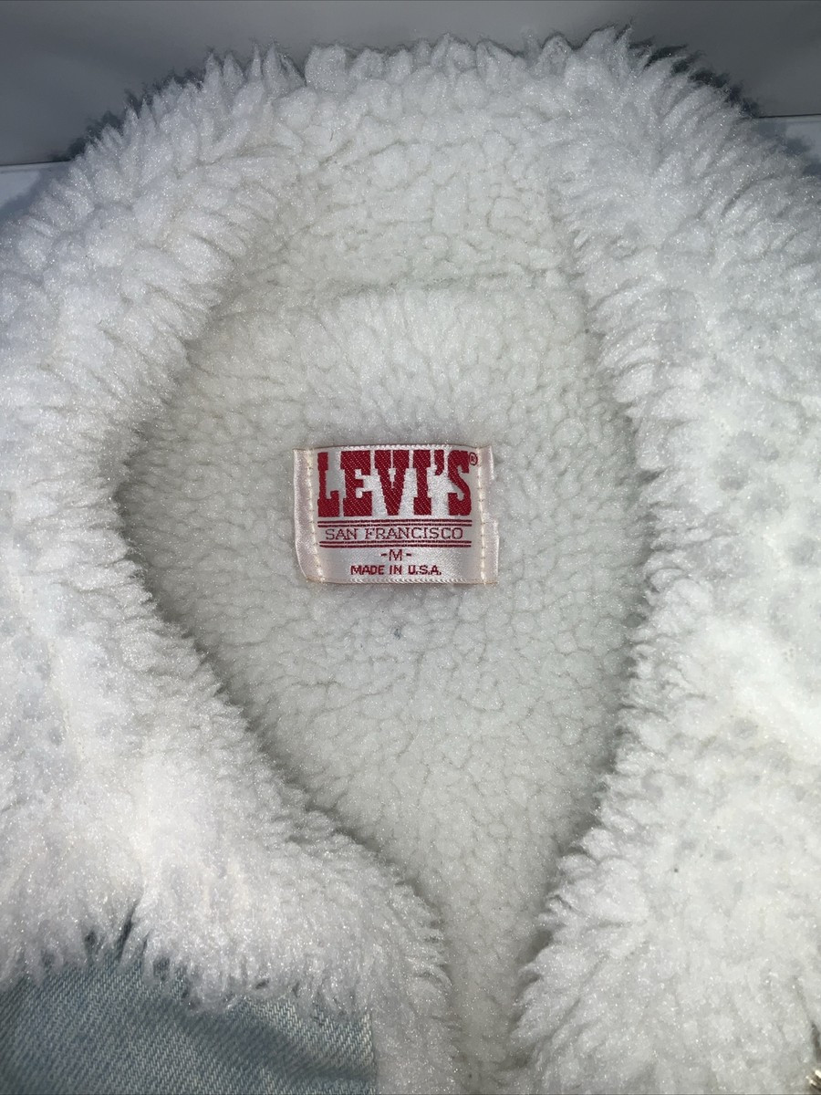 Vintage Levis Jean Trucker Vest Sherpa Lined Made In USA Light Wash Men Sz M  | eBay | eBay US