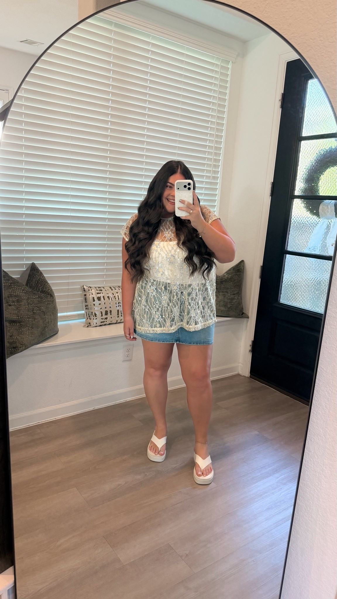 Hilary duff concert outfit. Hilary duff outfit. Sequin top. Denim mini skirt. Denim skirt. denim skirt. Chunky sandals. Y2K

#LTKdayinmylife #LTKootd #LTKSeasonal