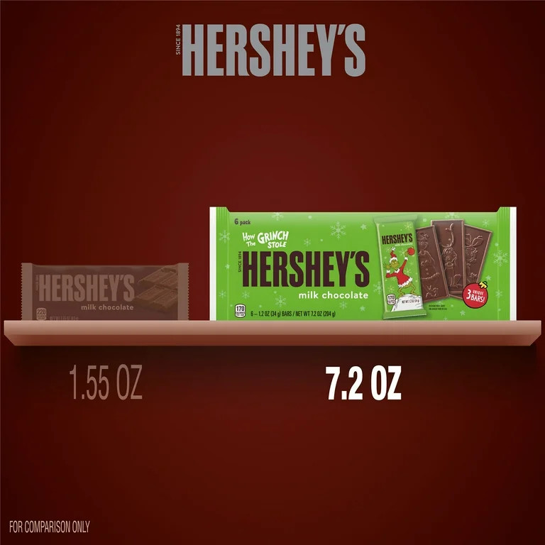 Hershey's Grinch Milk Chocolate Christmas Candy, Bars 1.2 oz, 6 Count | Walmart (US)