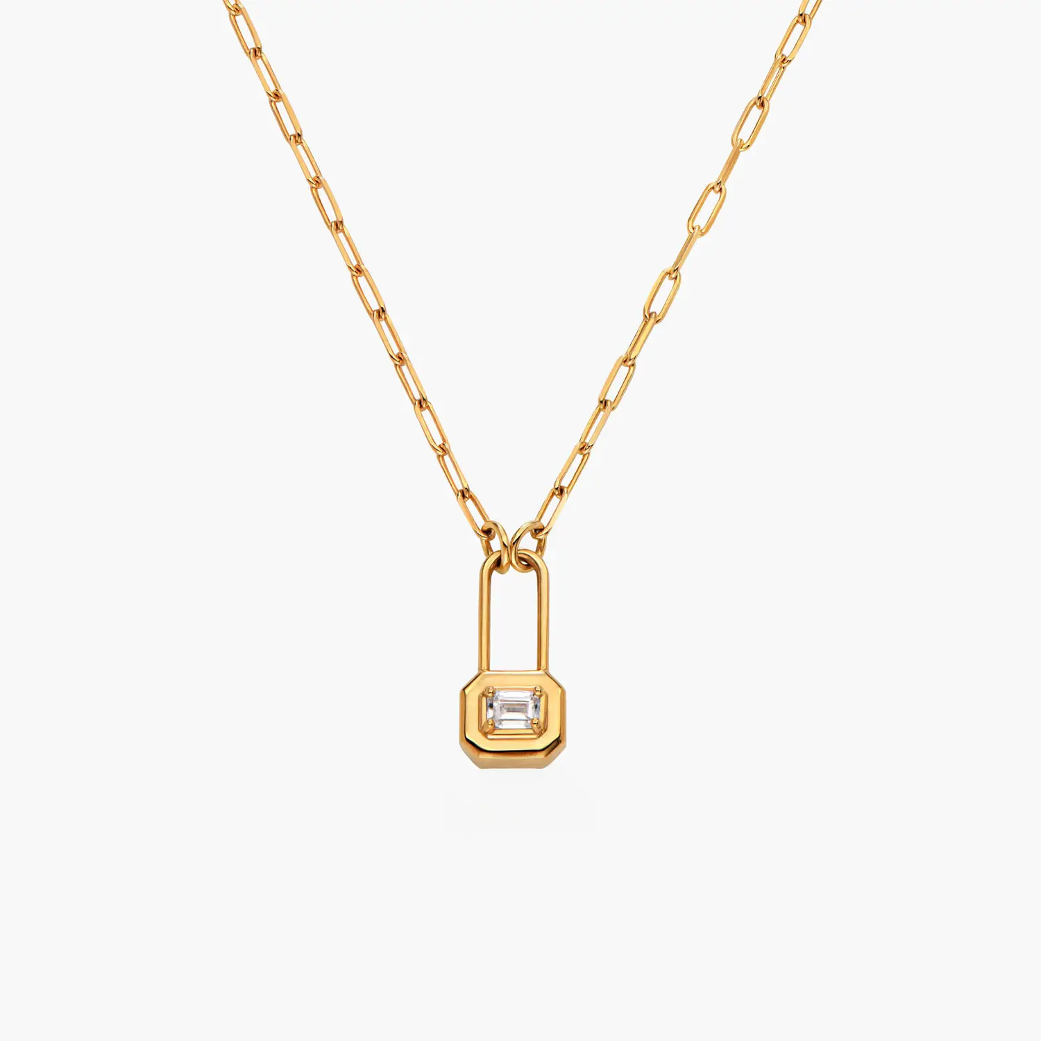 Lock & Luna charm with Emerald cut Moissanite - Gold Plated | Oak & Luna (US)