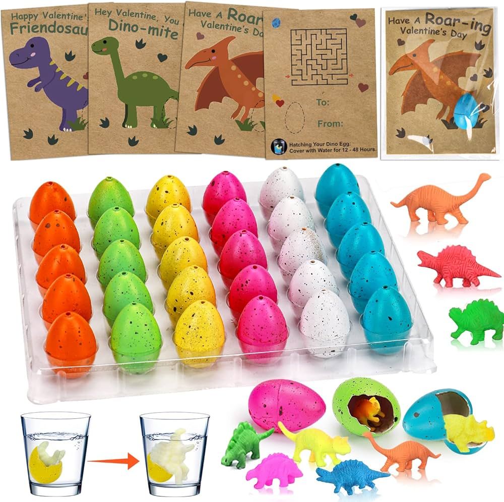 30PCS Hatching Dinosaur Eggs Valentines Day Cards for Kids School Classroom Novelty Dino Toys Val... | Amazon (US)