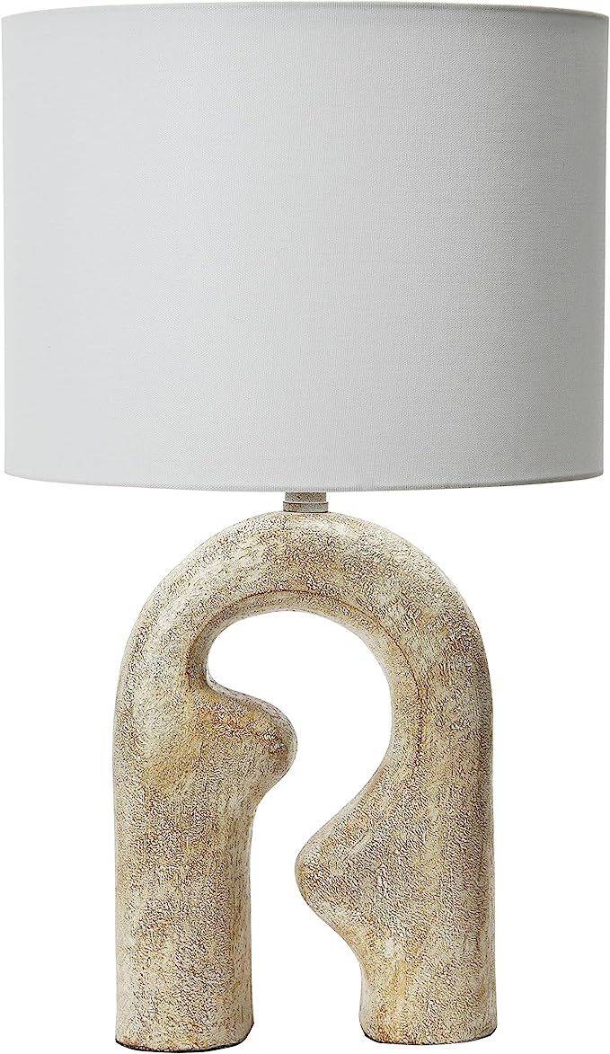 Creative Co-Op EC1273 Abstract Resin Linen Drum Shade, Natural Table Lamp, Bone | Amazon (US)