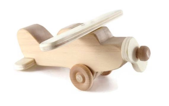 Toy Wood High Wing Airplane,  Natural Wood, Eco-Friendly | Etsy (US)