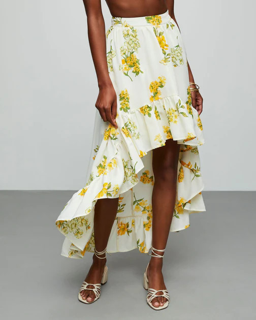 Summer Meadows Floral Midi Skirt - Yellow - FINAL SALE | VICI