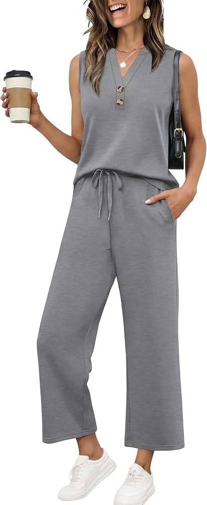 XIEERDUO Two Piece Lounge Sets for Women Summer Vacation Beach Travel Airport Outfits Casual Crui... | Amazon (US)
