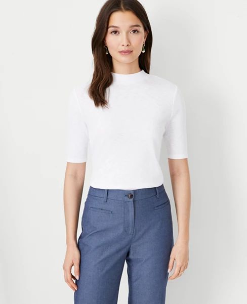 Elbow Sleeve Mock Neck Top | Ann Taylor (US)