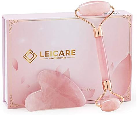 Real Jade Roller, Rose Quartz Roller and Gua Sha Massage Tool - Jade Roller for Face, Eye Puffine... | Amazon (US)