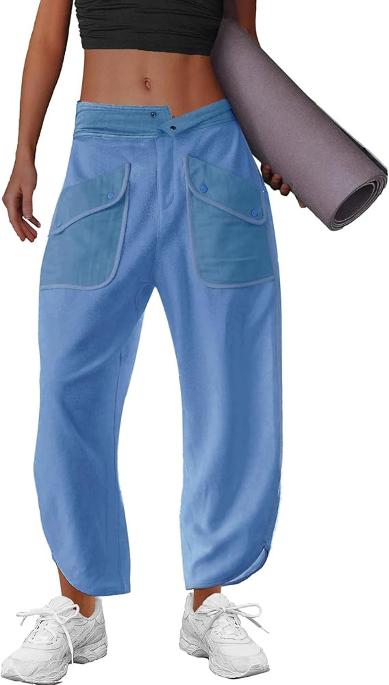 LAMISSCHE Oversized Barrel Lounge Pants Women Wide Leg Sweatpants with Pockets Baggy Cropped Pant... | Amazon (US)