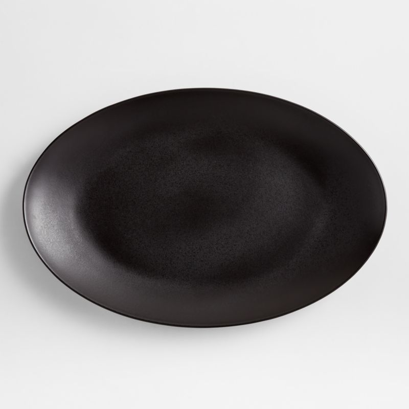 Craft Matte Black Stoneware Large Oval Platter + Reviews | Crate & Barrel | Crate & Barrel