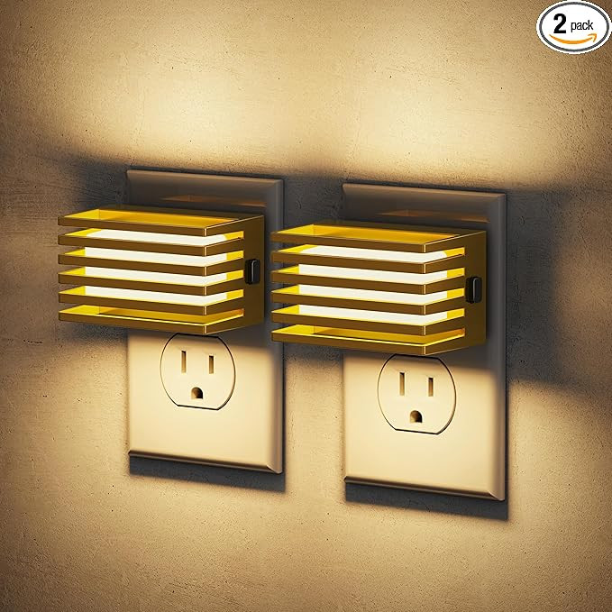 JandCase LED Night Light, Gold Night Lights Plug into Wall with Dusk to Dawn Sensor, Dimmable Plu... | Amazon (US)