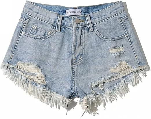 Women's Casual Denim Shorts with high Waisted Split Hem Denim Shorts and Elastic Denim Shorts wit... | Amazon (US)