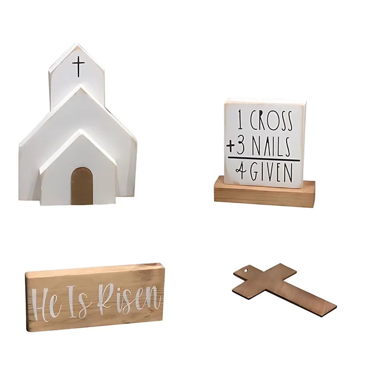 4PCS Easter Empty Tomb Jesus Decor Wooden Nativity Scene Set Resurrection Religious Farmhouse Sta... | Walmart (US)