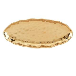 Gold Coast 11.5 in. Gold Porcelain Oval Fish Platter | The Home Depot