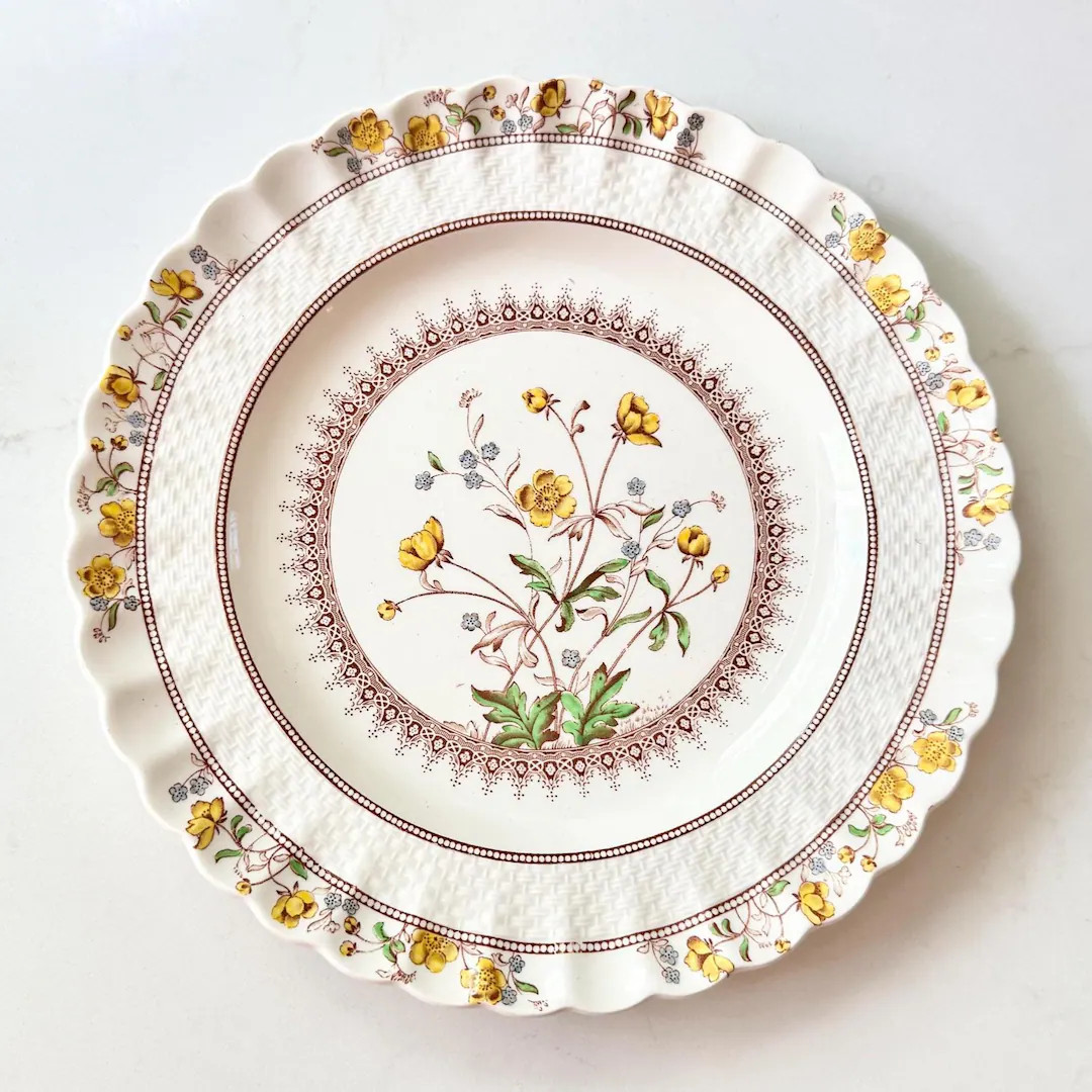 Copeland Spode “buttercup” Dinner Plate – Vintage 10.5" English Ironstone – Scalloped Flo... | Etsy (US)