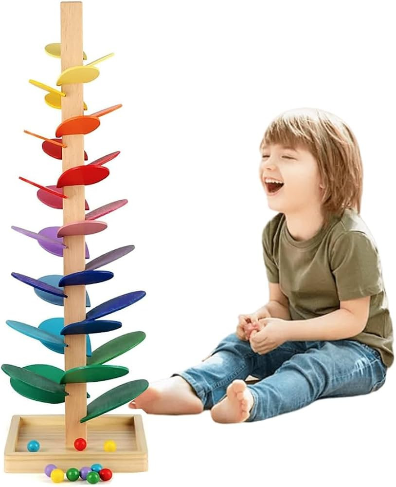 Amazon.com: Rainbow Musical Tree Building Blocks Toy Ball Drop Toy for Kids,Wooden Marble Music T... | Amazon (US)