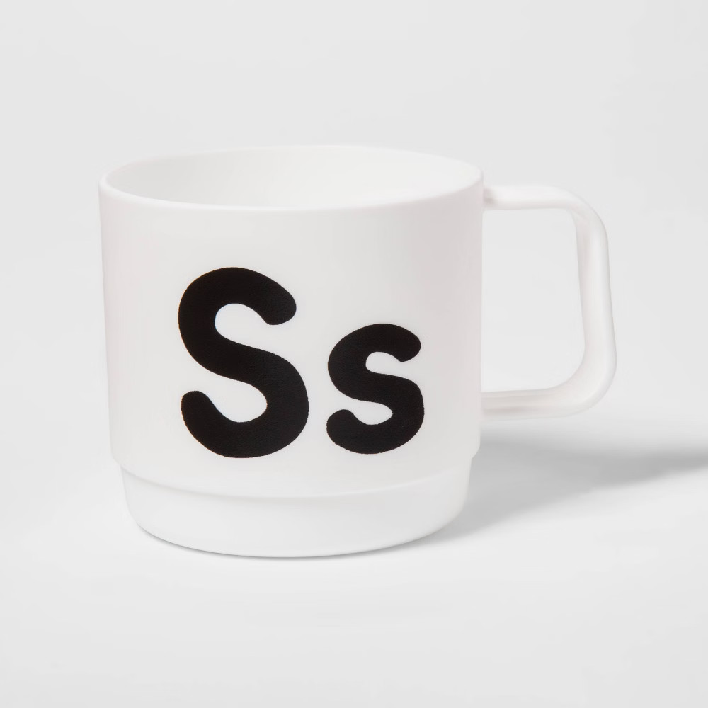 8oz Plastic Kids Monogram Letter S Mug White - Pillowfort | Target