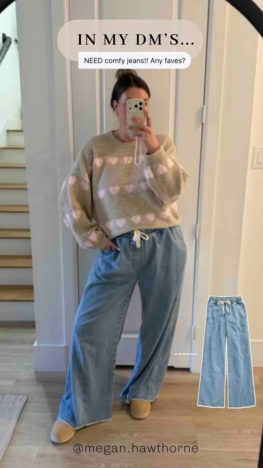 Drawstring jeans are a postpartum girls best friend! 

#LTKTall #LTKootd #LTKMidsize