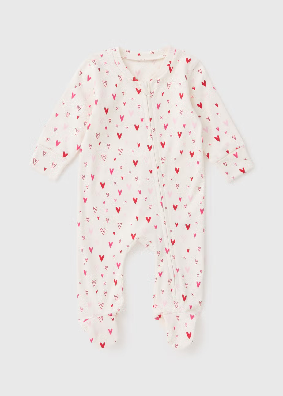 Baby Red & White Love Heart Sleepsuit (Newborn-18mths) | Matalan (UK)