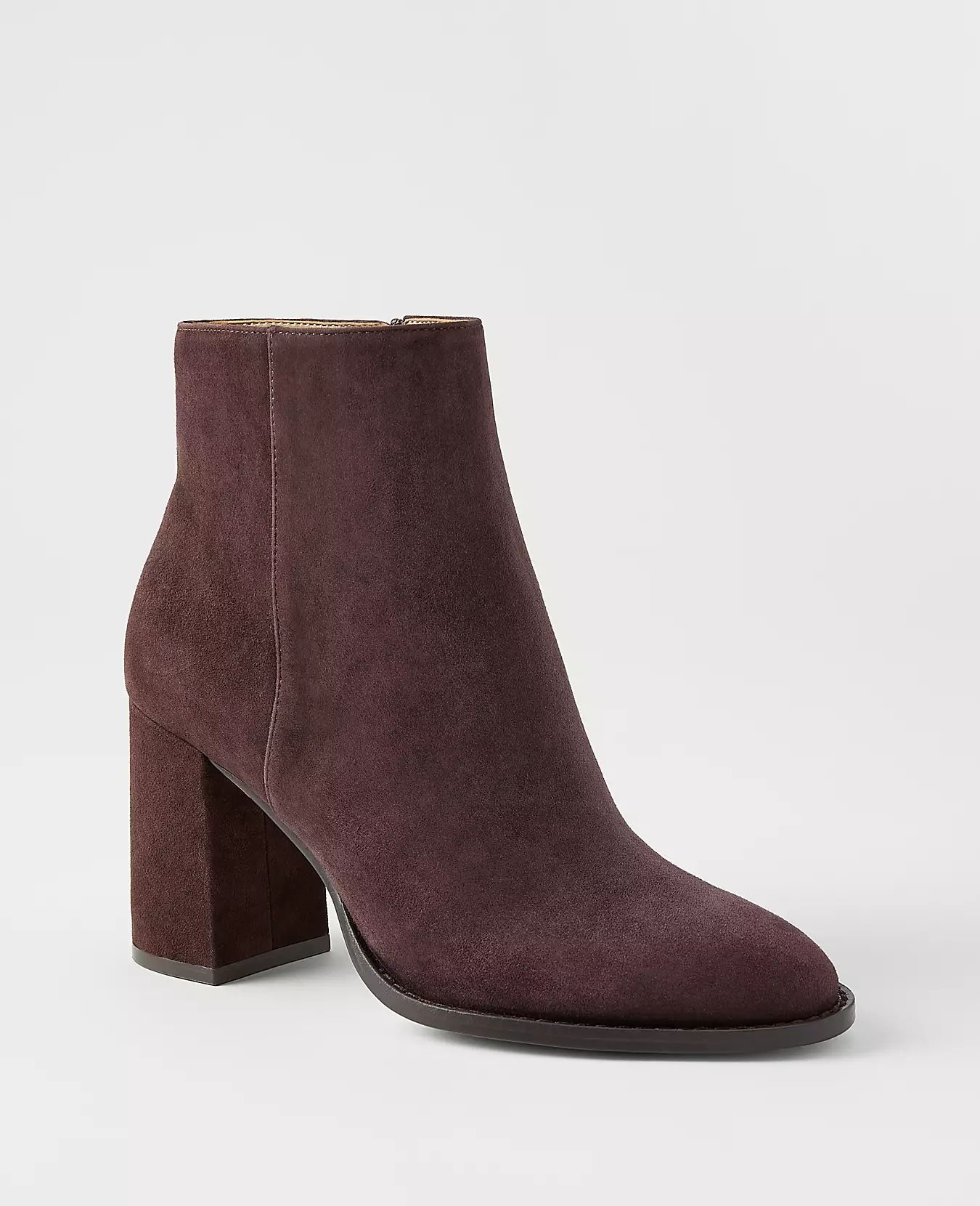 Suede Block Heel Ankle Booties | Ann Taylor (US)