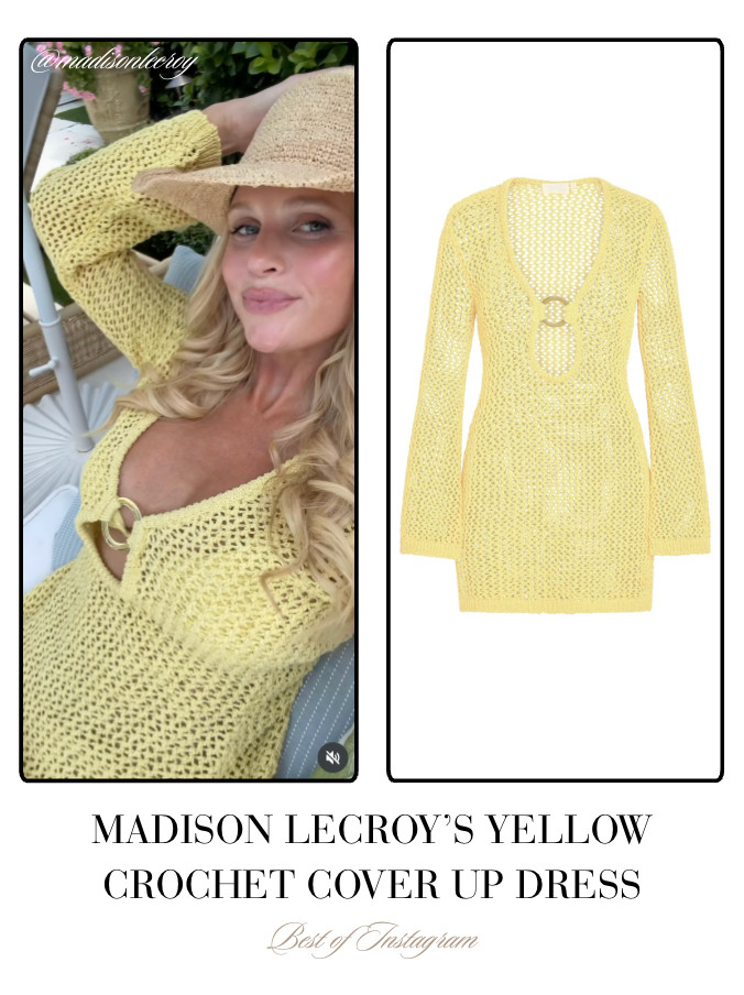 Madison LeCroy's Yellow Crochet Cover Up Dress 📸= @madisonlecroy 

 