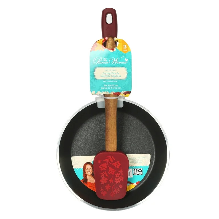 The Pioneer Woman Timeless Beauty Aluminum 8-Inch Frypan with Spatula, Merlot | Walmart (US)