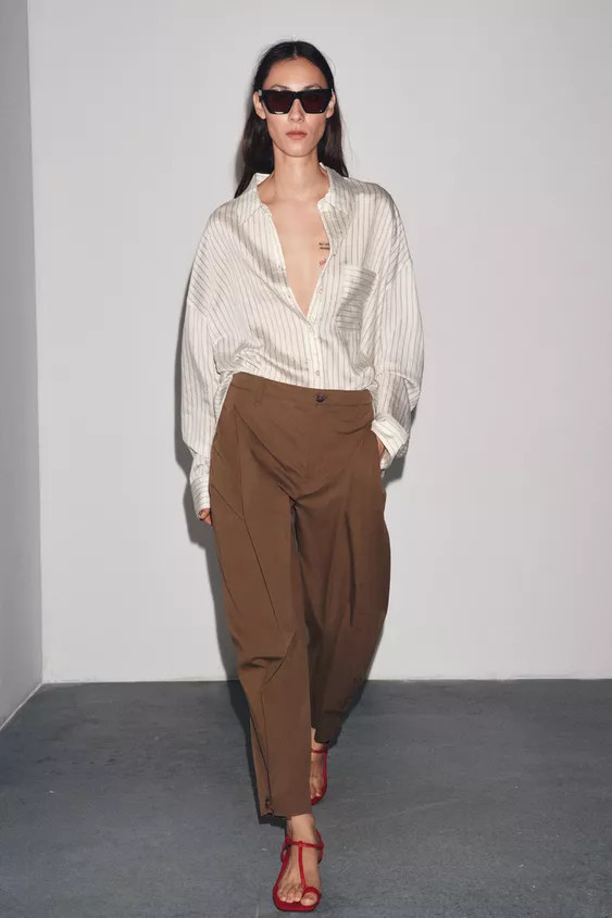 ZW COLLECTION PLEATED PANTS WITH BELT LOOPS | Zara US