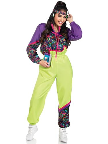 Leg Avenue Womens 2 PC Rad 80s Tracksuit 80s Costumes for Women Includes Zip-Up Tracksuit and Headband, MED/LGE, Multicolor | Amazon (US)
