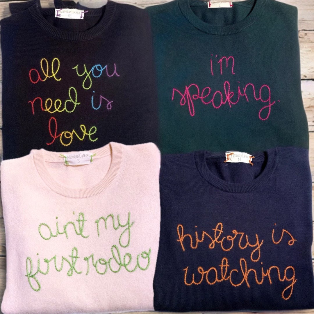 CUSTOM, 100% Cotton Sweater, Custom Hand Embroidered Sweater, Unisex - Etsy | Etsy (US)