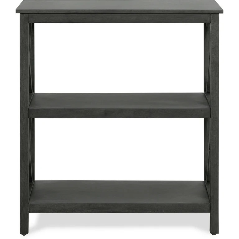 Truly Home ClickDecor Thompson X-Design 2 Shelf Bookcase in Dark Gray - Walmart.com | Walmart (US)
