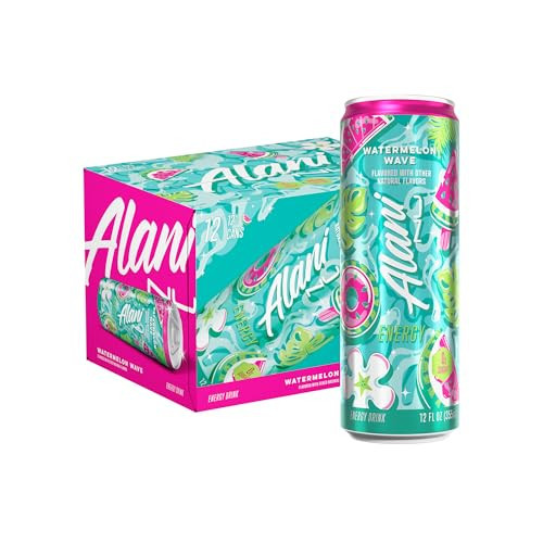 Alani Nu WATERMELON WAVE, Sugar Free, Low Calorie Energy Drinks, 200mg Caffeine, Biotin, B Vitamins, Zero Sugar, 10 Calories, 12 Fl Oz Cans, 12 Pack | Amazon (US)