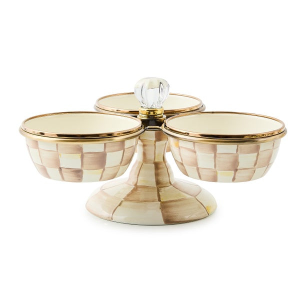 MacKenzie-Childs Mocha Check Triplicity Bowl | MacKenzie-Childs