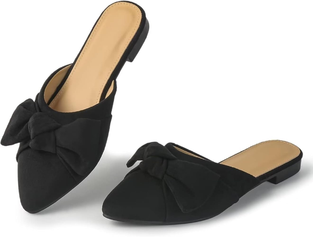 Amazon.com | MUSSHOE Mules for Women Comfortable Closed Pointed Toe Slip On Women's Mules with Bo... | Amazon (US)
