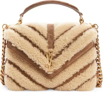 Saint Laurent Medium College Genuine Shearling Shoulder Bag | Nordstrom | Nordstrom