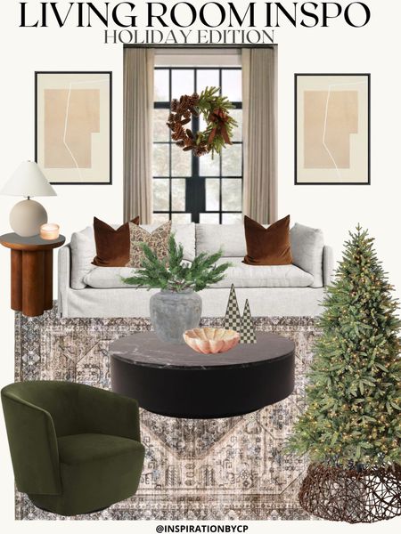 LIVING ROOM INSPO- Holiday Edition
Modern living room, marble table, black marble, Christmas tree, area rug, accent chair, modern abstract wall art, Christmas stems

#LTKHoliday #LTKhome #LTKstyletip